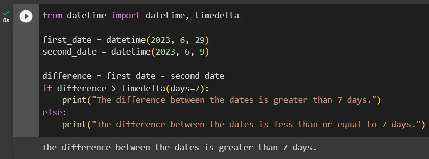 python compare dates using timedelta