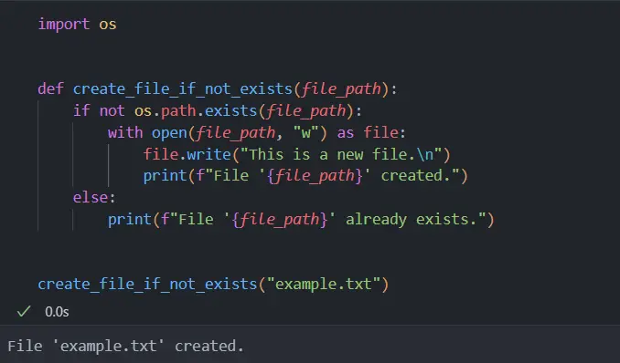 python create file if not exists - output 3