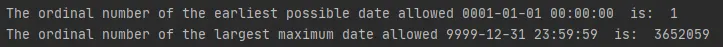 python datetime.toordinal output 4