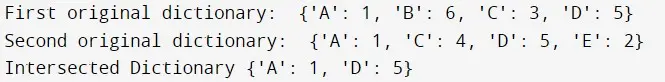 Intersección de diccionario de Python usando bit a bit y operador