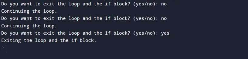 python exit if statement - output 1