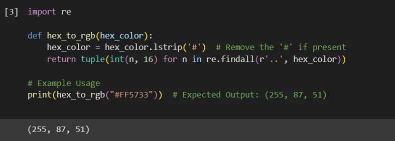 python hex to rgb - output 3