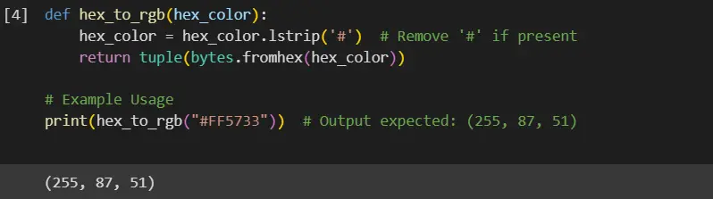 python hex to rgb - output 4