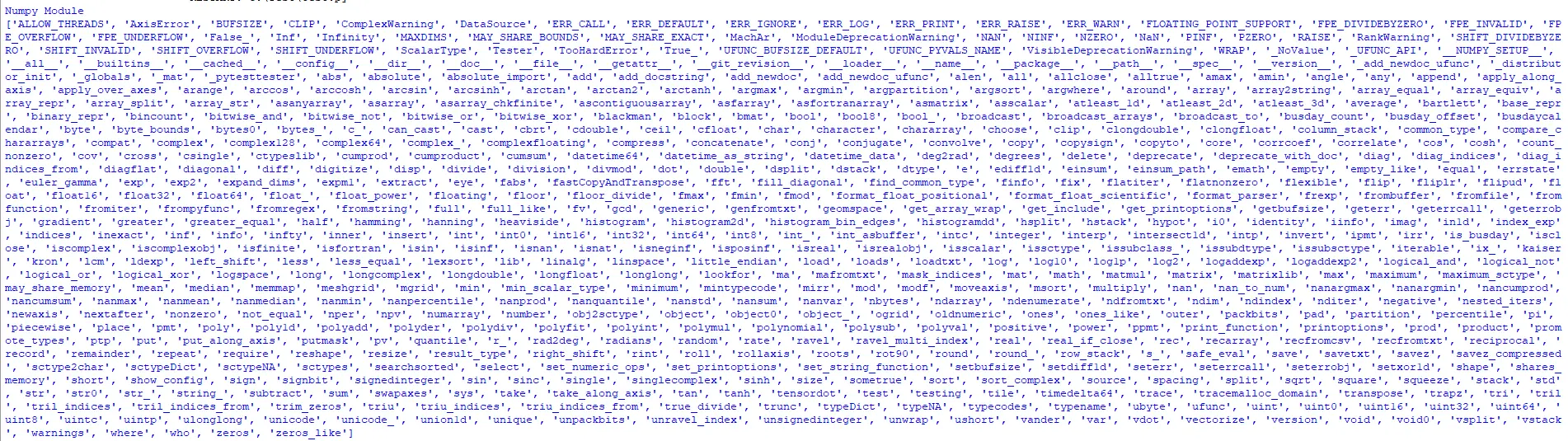 python list functions in module - the dir() method