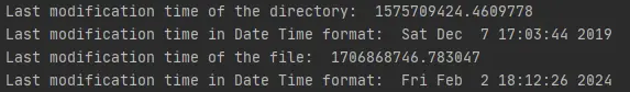 python os.path.getmtime() method output 3