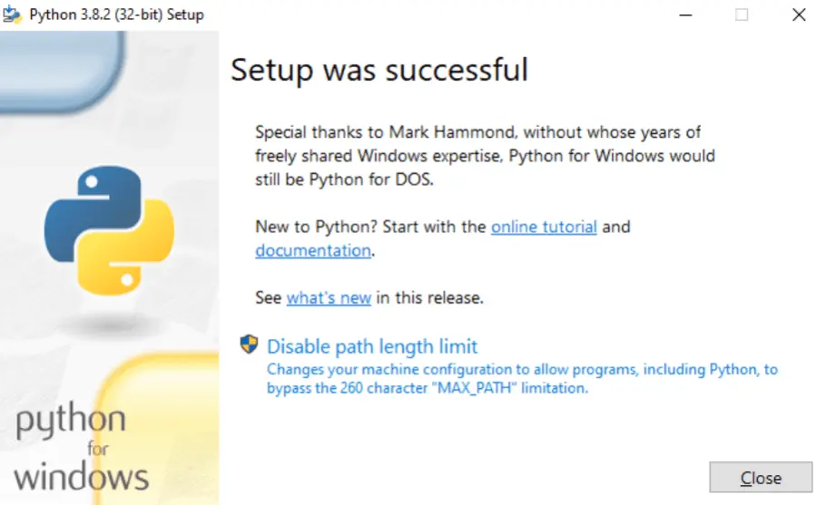 Python Disable Path Length Limit in Windows