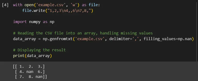 python read csv into array - output 4