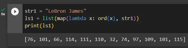 python string to ascii using map lambda