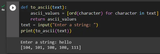 python string to ascii using user defined