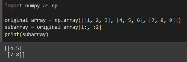 python subarray - numpy