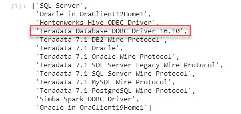 python teradata connection - pyodbc