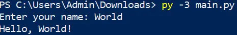 run python in powershell output 1