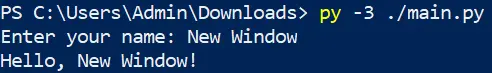 run python in powershell output 2