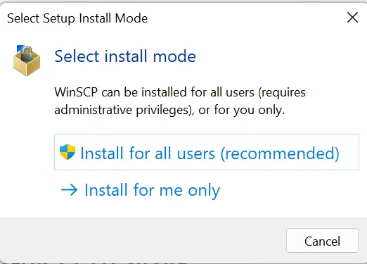 Select Install Mode