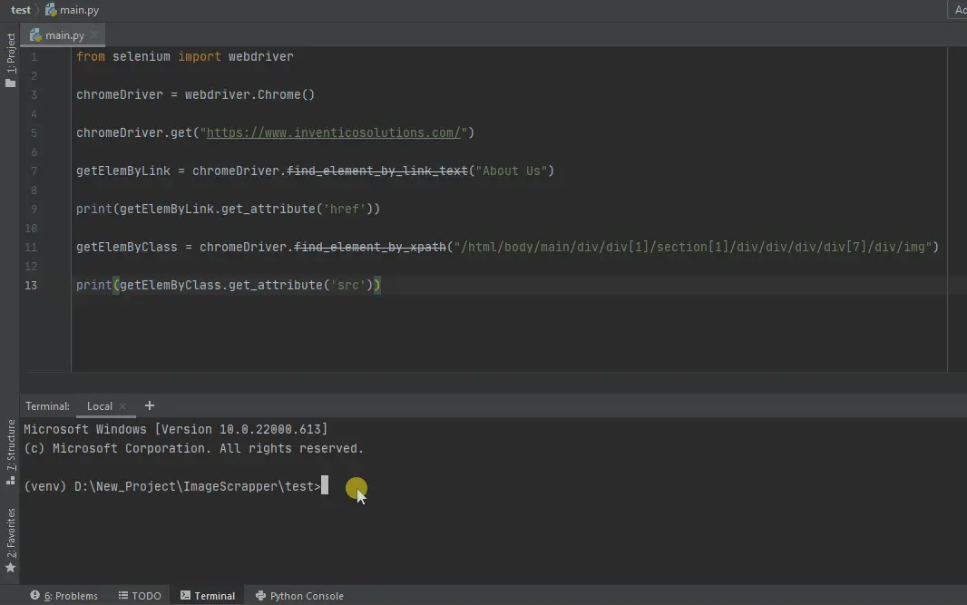 Selenium getAttribute() Example in Python