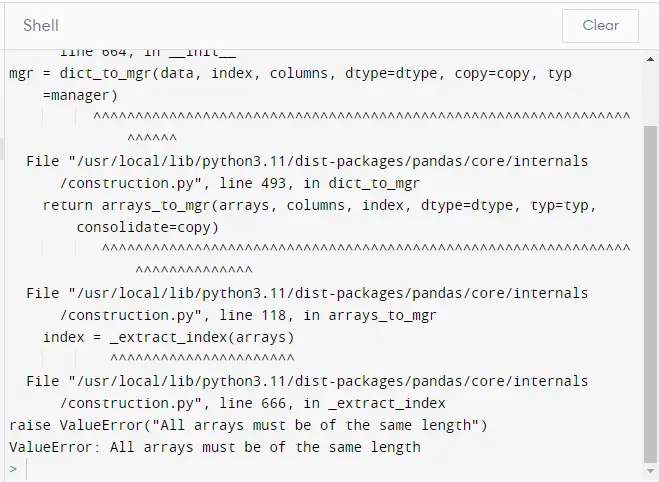 How to Fix ValueError Arrays Must All Be the Same Length in Python