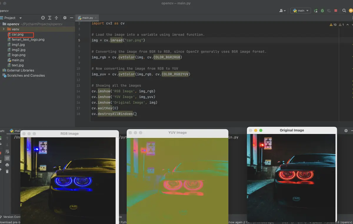 Convertir imagen a YUV usando OpenCV