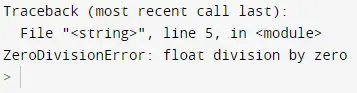 zero division error using float numbers