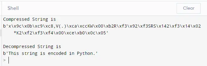 Python の例 1 での zlib の圧縮と解凍