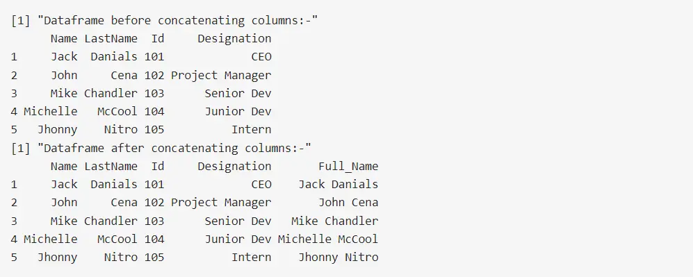 Concatenate Two Columns in R Using str_c()