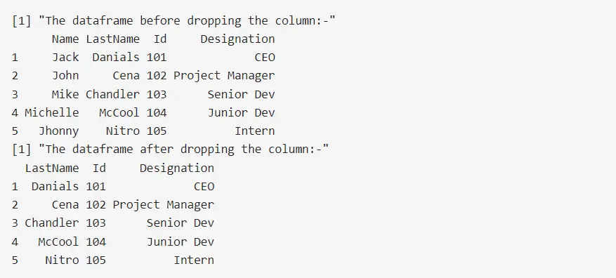 Drop a Column by Name From a Data Frame in R Using dplyr