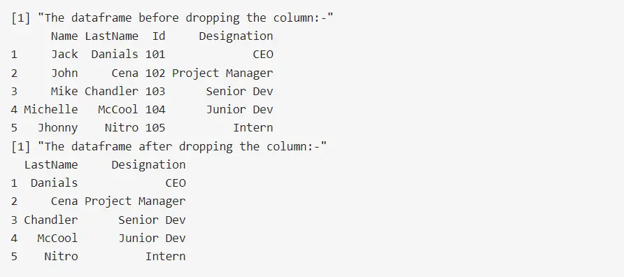 Drop a Column by Name From a Data Frame in R Using names()