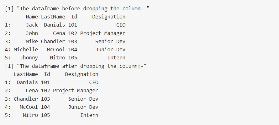 Drop a Column by Name From a Data Frame in R Using data.table