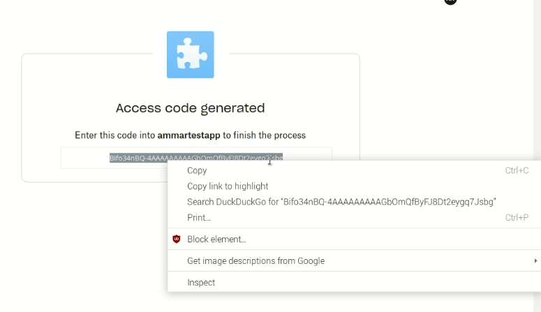 getting access code of dropbox