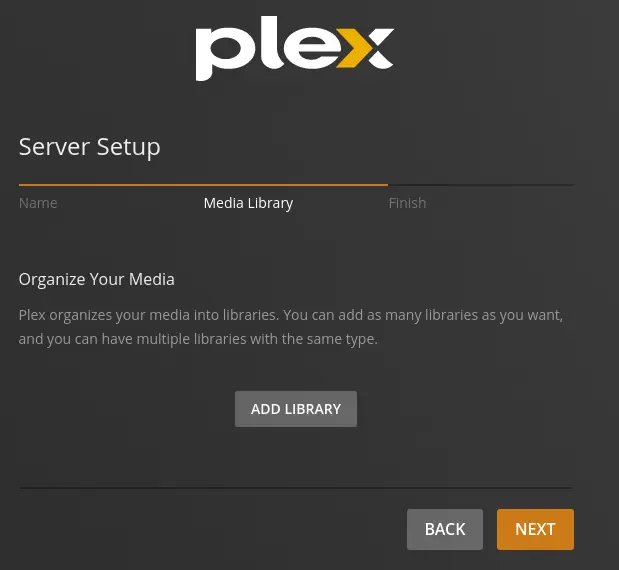 biblioteca de configuración del servidor plex