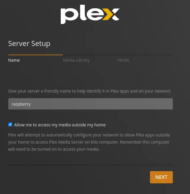 Setup-Name des Plex-Servers