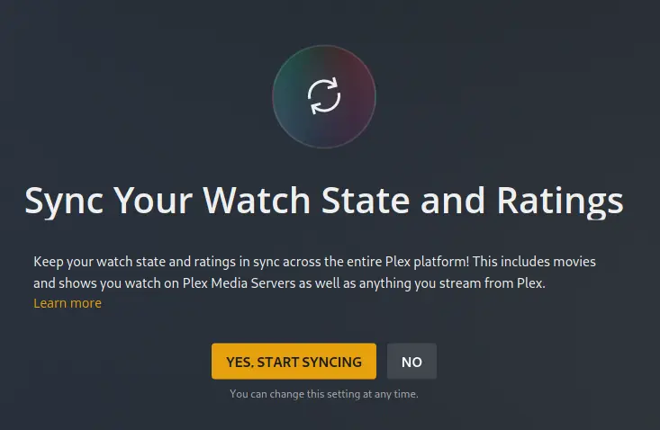 sincronización de configuración del servidor plex