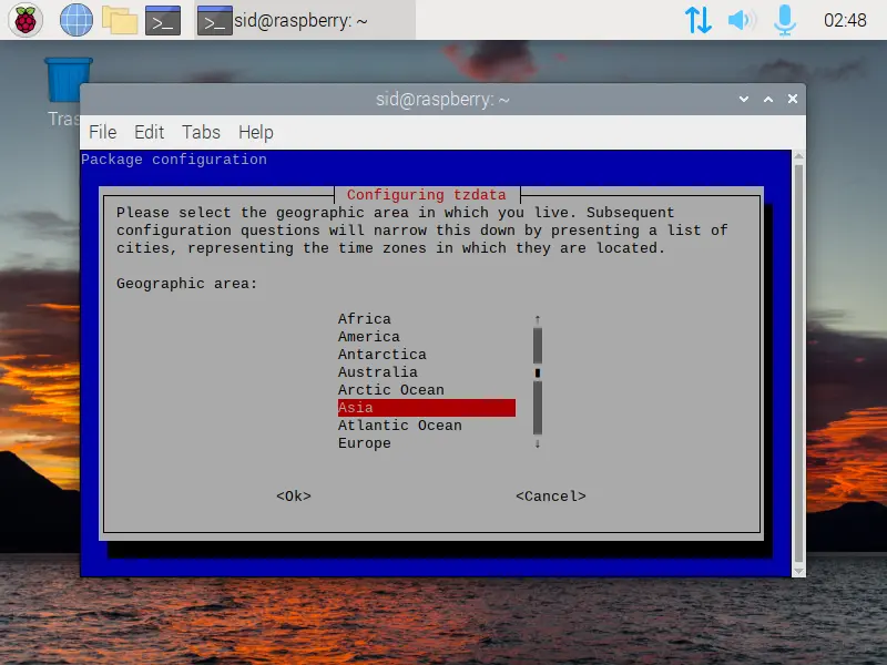 raspi-config geographical area