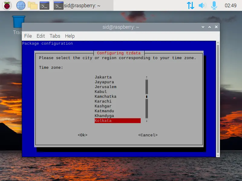 raspi-config timezone