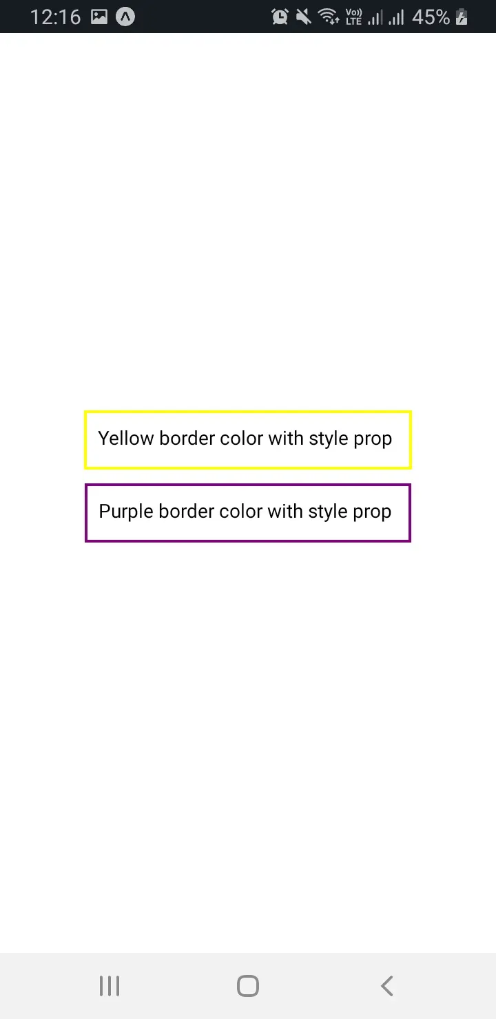 Border Color React Native Style Prop Output