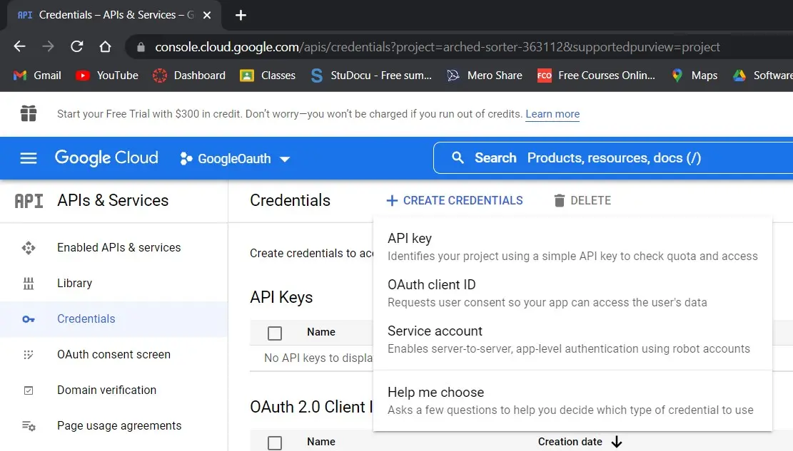 Oauth credentials