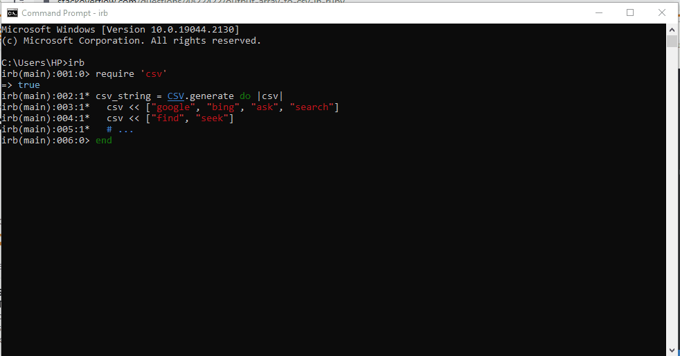 Output Array to CSV in Ruby | Delft Stack
