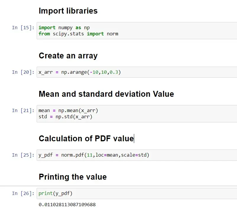 SciPy Calcular la probabilidad de distribución normal