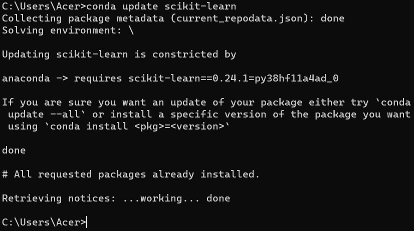 Conda를 사용하여 SciPy 업데이트