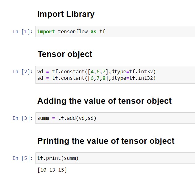 TensorFlow에서 Tensor 개체의 값을 인쇄합니다.