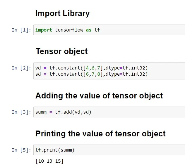 Print the Value of the Tensor Object in TensorFlow | Delft Stack
