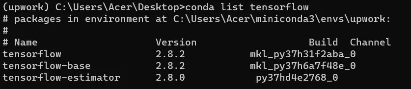 Verificación de TensorFlow versión 1