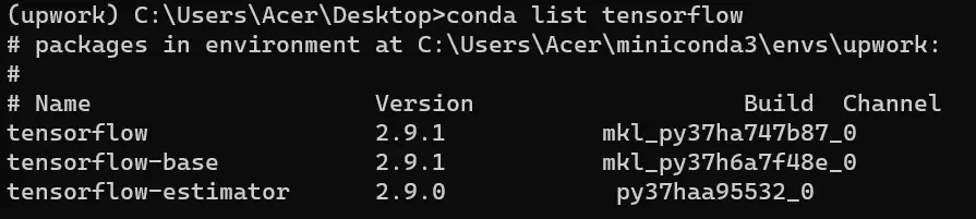 Verificación de TensorFlow versión 2