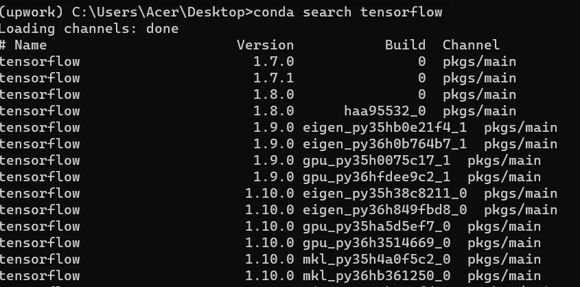 TensorFlow Version Status 1