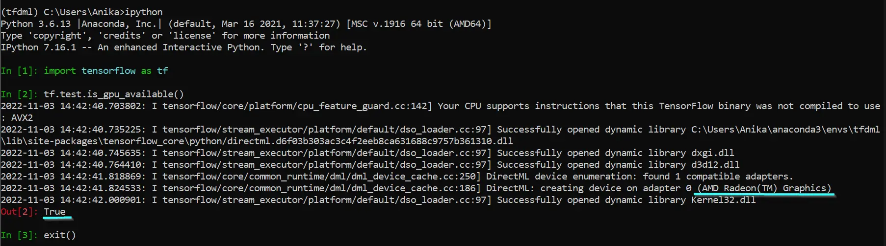 Using DirectML to Enable TensorFlow to Use GPU