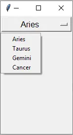 Tkinter OptionMenu Example