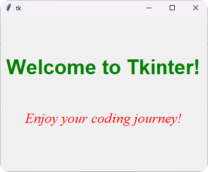 add text to tkinter canvas - Customize Text Attributes