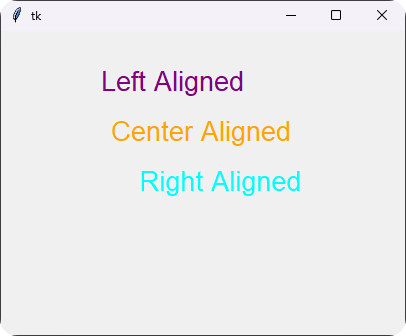 add text to tkinter canvas - position text with anchor points