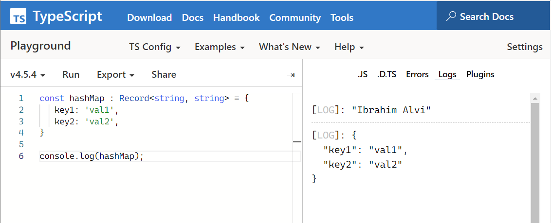 Create Hashmap or Dictionary Using Record Type in TypeScript