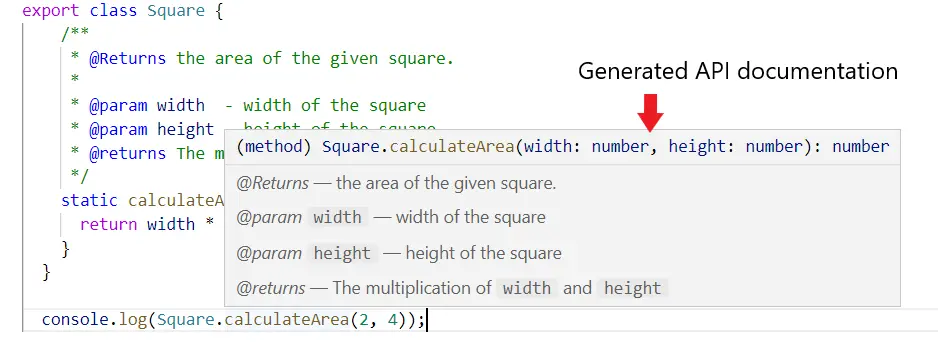 doc comments in typescript