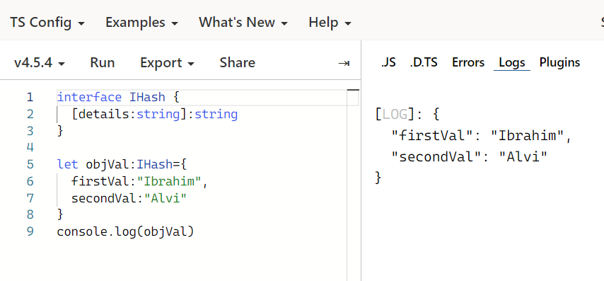 define Hashmap or Dictionary interface in TypeScript